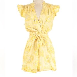Derek Lam Yellow Floral Ruffle Sleeve Romper
